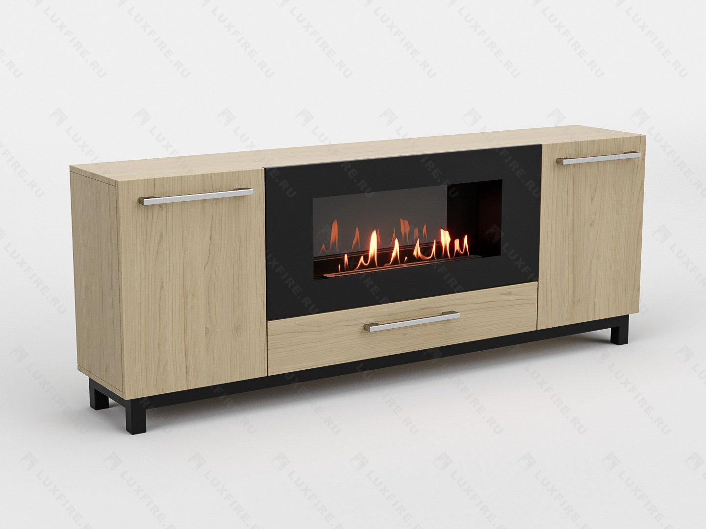 Тумба ТВ Lux Fire "Амур" напольная 1700 матовая, светлый дуб с биокамином 900 Тумба ТВ Lux Fire "Амур" напольная 1700 матовая, светлый дуб с биокамином 900