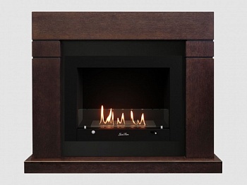 Каминный портал МДФ "Тоби 1300" с биокамином Lux Fire "Фаер Бокс 3-33" (темный орех)