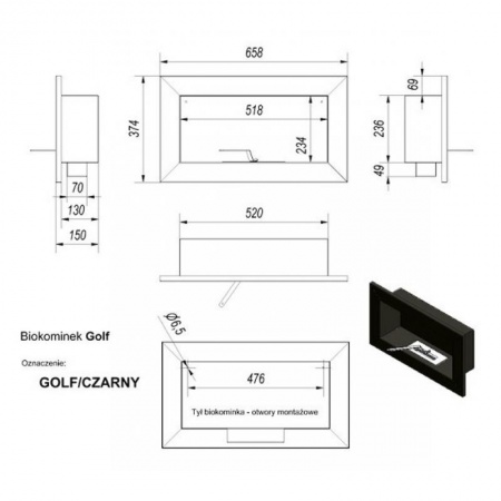 Биокамин Kratki GOLF стальной Биокамин Kratki GOLF стальной по цене