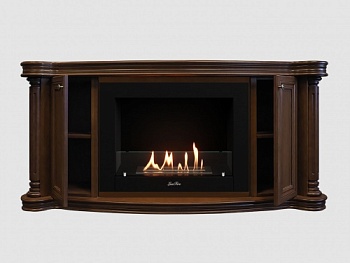 Каминный портал МДФ "Бетховен 1720" с биокамином Lux Fire "Фаер Бокс 2 - 33" (темный орех)