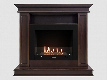 Каминный портал МДФ "Раймонд 1250" с биокамином Lux Fire "Фаер Бокс 3 - 33" (темный орех)