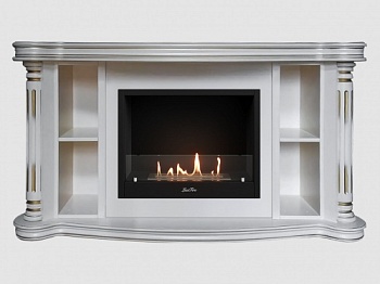 Каминный портал МДФ "Романс 1500" с биокамином Lux Fire "Фаер Бокс 1-33" (белый)