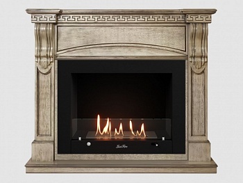 Каминный портал МДФ "Мюнхен 1250" с биокамином Lux Fire "Фаер Бокс 3 - 30" (бежевый)