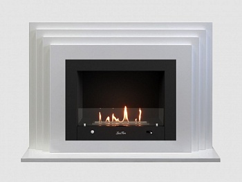 Каминный портал МДФ "Амстердам 1230" с биокамином Lux Fire "Фаер Бокс 4-30" (белый)
