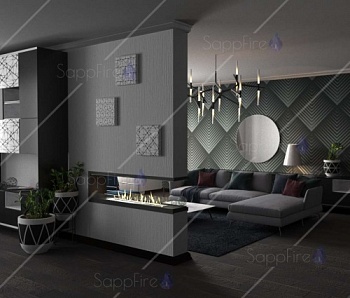 Встраиваемый торцевой сквозной очаг 1000 SappFire