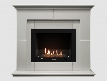 Каминный портал МДФ "Пьер 1100" с биокамином Lux Fire "Фаер Бокс 3-25.5" (белый)