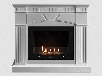 Каминный портал МДФ "Шервуд 1250" с биокамином Lux Fire "Фаер Бокс 3-33" (белый)