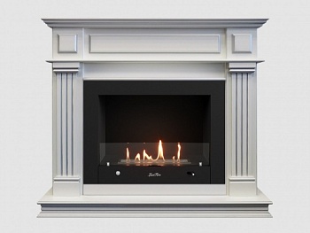 Каминный портал МДФ "Амелия 1260" с биокамином Lux Fire "Фаер Бокс 4 - 33" (белый)