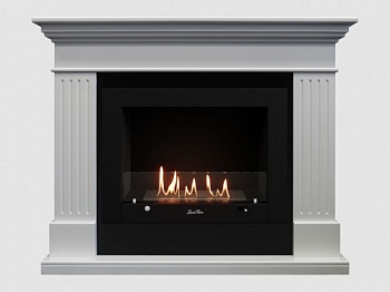 Каминный портал МДФ "Турин 1280" с биокамином Lux Fire "Фаер Бокс 3-30" (белый)