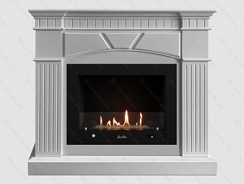 Каминный портал МДФ "Шервуд 1200" с биокамином Lux Fire "Фаер Бокс 4-30" (белый)