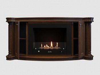 Каминный портал МДФ "Бетховен 1500" с биокамином Lux Fire "Фаер Бокс 4 - 30" (темный орех)