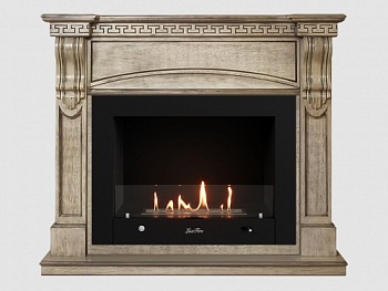 Каминный портал МДФ "Мюнхен 1250" с биокамином Lux Fire "Фаер Бокс 4 - 30" (бежевый)