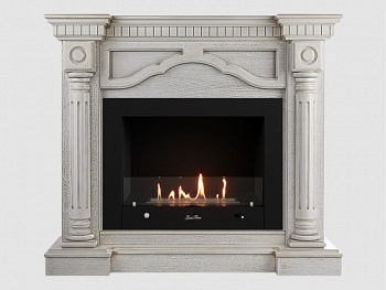 Каминный портал МДФ "Монако 1210" с биокамином Lux Fire "Фаер Бокс 4-30" (белый)