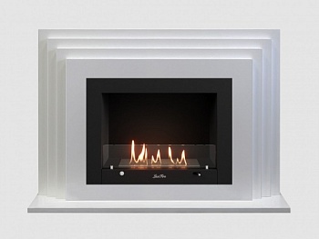 Каминный портал МДФ "Амстердам 1100" с биокамином Lux Fire "Фаер Бокс 3-25.5" (белый)