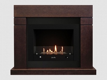 Каминный портал МДФ "Тоби 1300" с биокамином Lux Fire "Фаер Бокс 4-33" (темный орех)