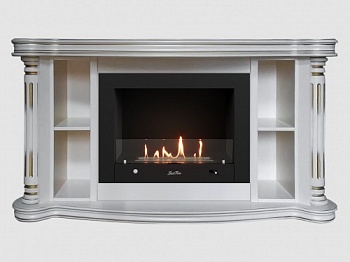 Каминный портал МДФ "Романс 1300" с биокамином Lux Fire "Фаер Бокс 4-30" (белый)