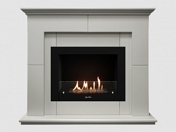 Каминный портал МДФ "Пьер 1200" с биокамином Lux Fire "Фаер Бокс 2-30" (белый)