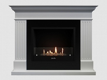 Каминный портал МДФ "Турин 1280" с биокамином Lux Fire "Фаер Бокс 1-30" (белый)