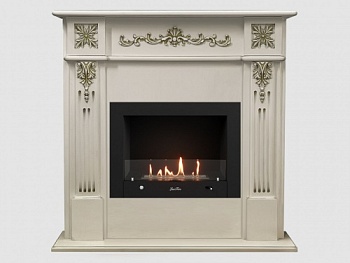 Каминный портал МДФ "Монреаль 1100" с биокамином Lux Fire "Фаер Бокс 4-25.5" (белый)