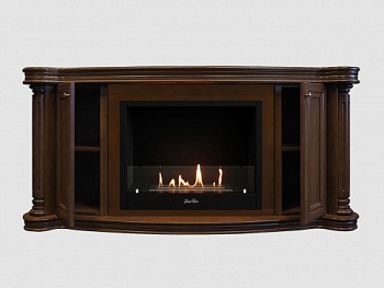 Каминный портал МДФ "Бетховен 1720" с биокамином Lux Fire "Фаер Бокс 1 - 33" (темный орех)