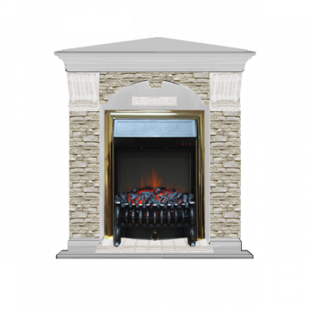 Арочный Грот однотонный угловой (беленый дуб)+Fobos Brass