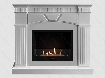 Каминный портал МДФ "Шервуд 1200" с биокамином Lux Fire "Фаер Бокс 1-30" (белый)