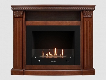 Каминный портал МДФ "Людовик 1300" с биокамином Lux Fire "Фаер Бокс 4 - 30" (темный орех)