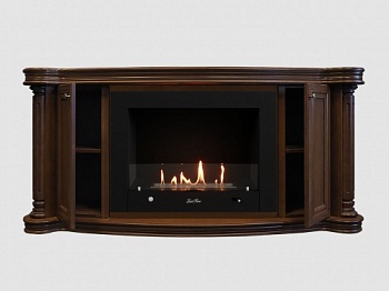 Каминный портал МДФ "Бетховен 1720" с биокамином Lux Fire "Фаер Бокс 4 - 33" (темный орех)